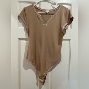 Le Lis Tan Bodysuit Top